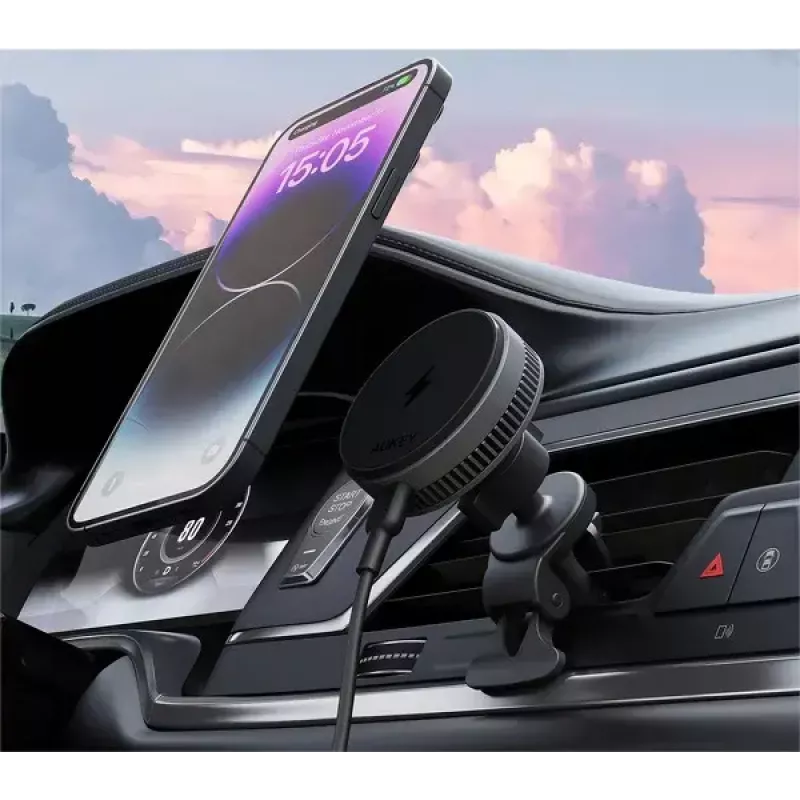 Aukey belaidis įkrovimo laikiklis HD-MC13A, MagSafe suderinamas, automobilio ventiliacijos grotelėms, 15 W belaidis įkrovimas