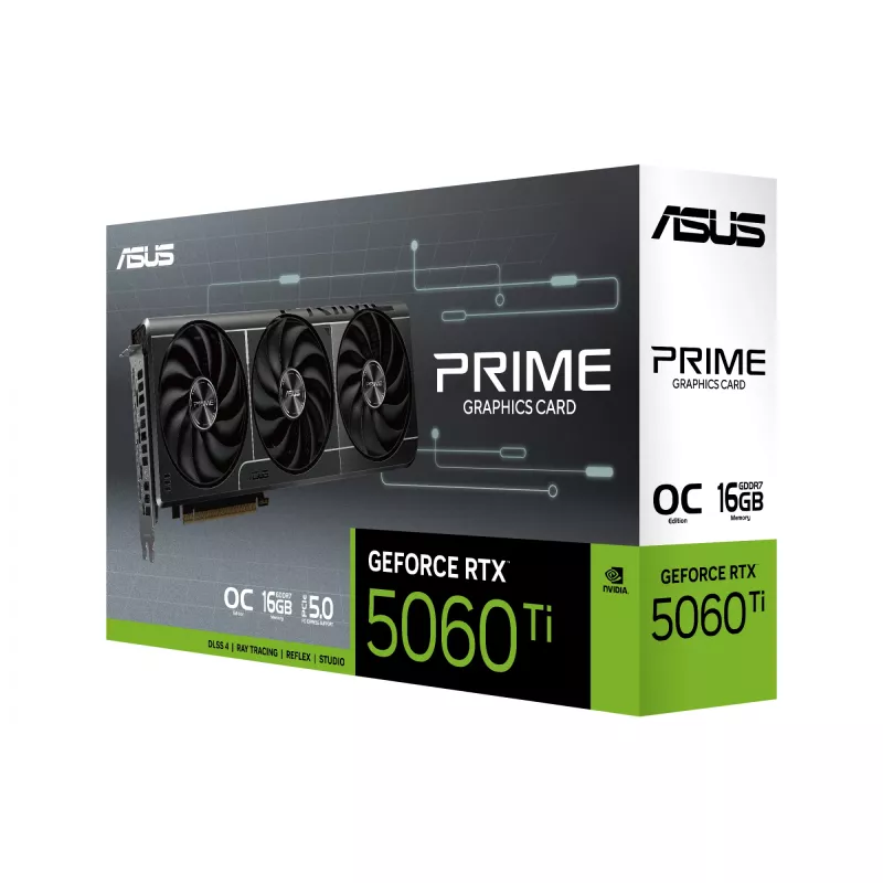 ASUS Prime RTX5060TI-O16G NVIDIA GeForce RTX 5060 Ti 16 GB GDDR7 vaizdo plokštė