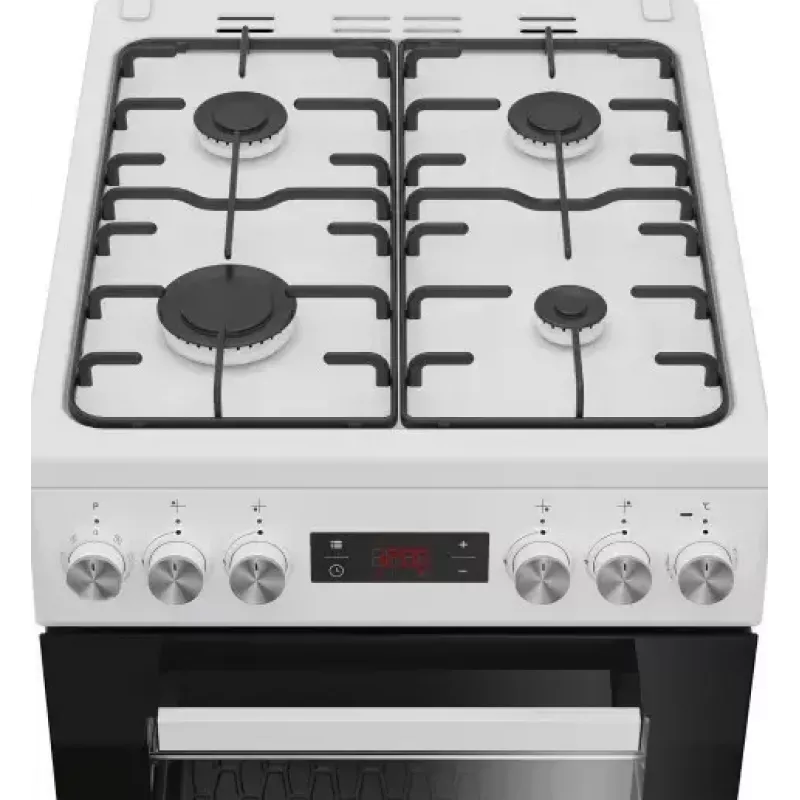 Laisvai pastatoma dujinė-elektrinė viryklė BEKO FSE52323DWD, 4 degiklių kaitlentė, 60 cm, 55 L orkaitė, energijos klasė A