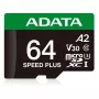 MicroSDXC atminties kortelė ADATA Speed Plus 64GB UHS-I U3, V30, A2