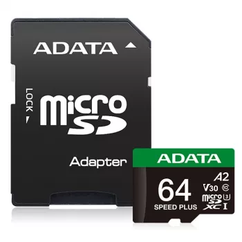 MicroSDXC atminties kortelė ADATA Speed Plus 64GB UHS-I U3, V30, A2