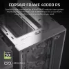 Korpusas CORSAIR FRAME 4000D RS Midi Tower White — ATX, grūdintas stiklas, 3x120mm priekiniai ventiliatoriai, palaiko 360/240/140mm radiatorius