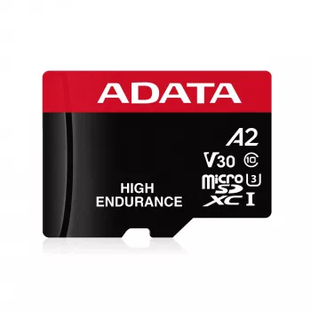 MicroSDXC atminties kortelė ADATA 64GB UHS-I U3 V30 Class 10 — 100/80 MB/s (juoda/raudona)