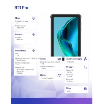Planšetinis kompiuteris OukiTel RT3 Pro 4G 10,1 colio Octa-Core 4GB RAM 128GB Android