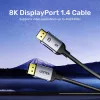 DisplayPort kabelis Unitek C1628GY01-2M — 2 m, DisplayPort 2.1, 7680×4320 iki 240 Hz, 32.4 kanalų, alavuotas varis