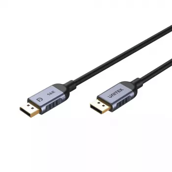 DisplayPort kabelis Unitek C1628GY01-2M — 2 m, DisplayPort 2.1, 7680×4320 iki 240 Hz, 32.4 kanalų, alavuotas varis