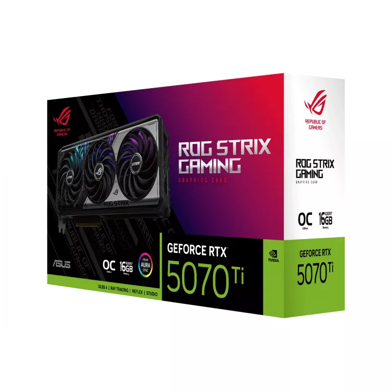 Vaizdo plokštė ASUS GeForce RTX 5070 Ti OC Edition – 16 GB GDDR7, PCIe 5.0, 256 bitų, 3 lizdų, 332 mm, 3 ventiliatoriai