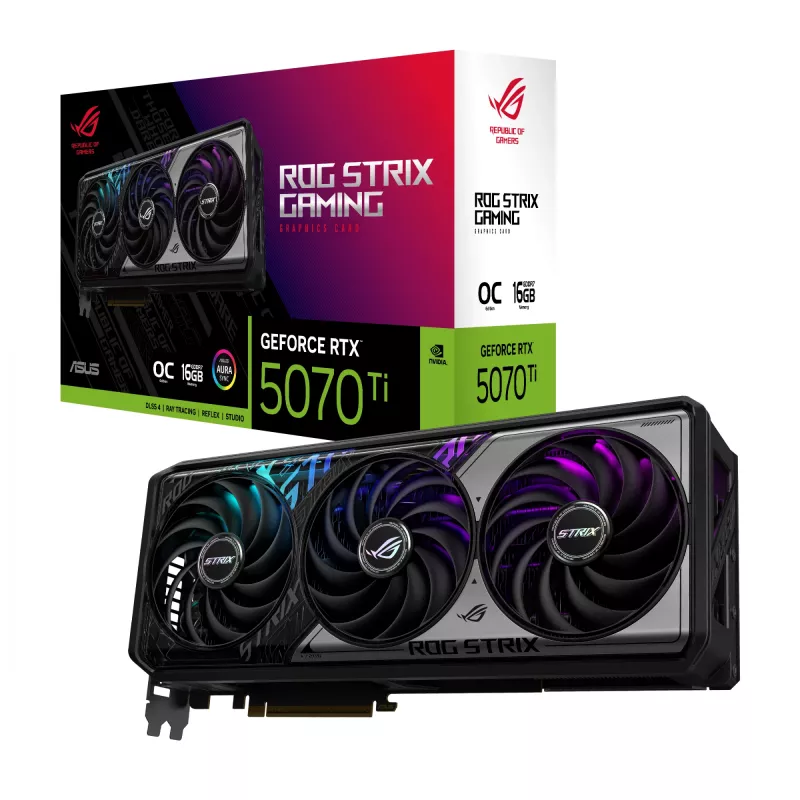 Vaizdo plokštė ASUS GeForce RTX 5070 Ti OC Edition – 16 GB GDDR7, PCIe 5.0, 256 bitų, 3 lizdų, 332 mm, 3 ventiliatoriai