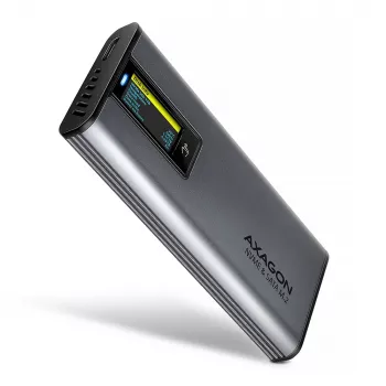 Axagon EEM2-SD2 USB-C 10Gbps - M.2 NVMe ir SATA SSD dėklas su ekranu