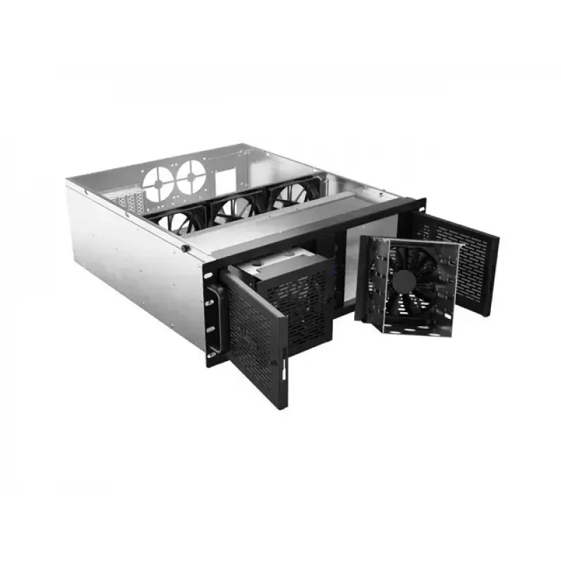 Stovo korpusas Lanberg SC01-5204-12B 4U juodas 5 ventiliatoriai