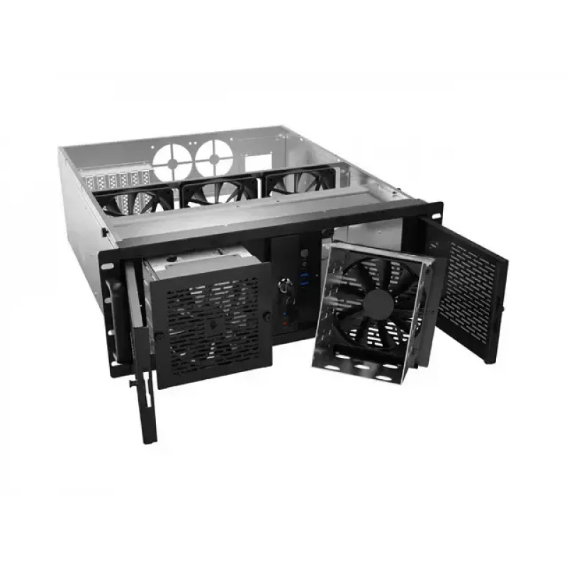 Stovo korpusas Lanberg SC01-5204-12B 4U juodas 5 ventiliatoriai
