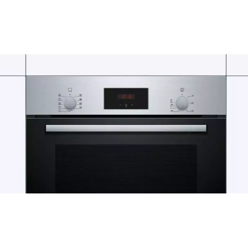 Įmontuojama elektrinė orkaitė Bosch Serie 2 HBF114ES0 – 66 L, nerūdijantis plienas, liečiamasis + sukamasis valdymas, 7 programos, grilis, konvekcija, 50–275 °C