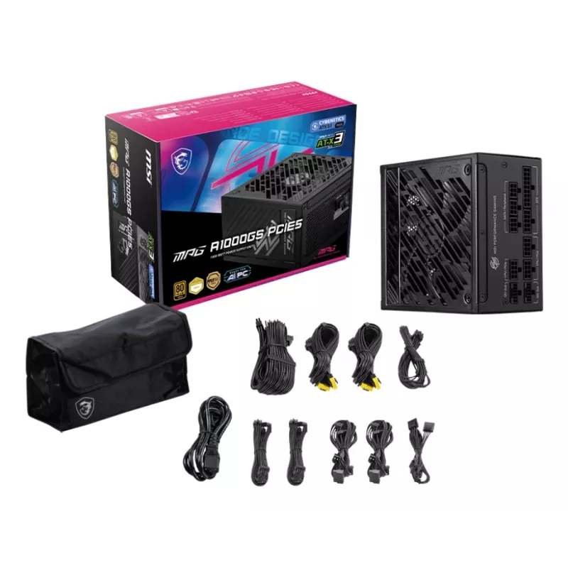 MSI MPG A1000GS PCIE5 maitinimo blokas 1000 W 24-pin ATX ATX Juodas