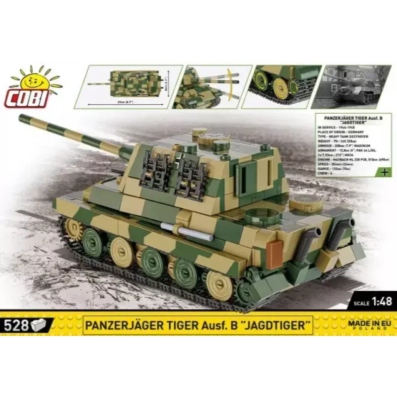 COBI 2733 Historical Collection statybinis rinkinys Panzerjäger Tiger Ausf. B Jagdtiger, 528 dalys, 1:48