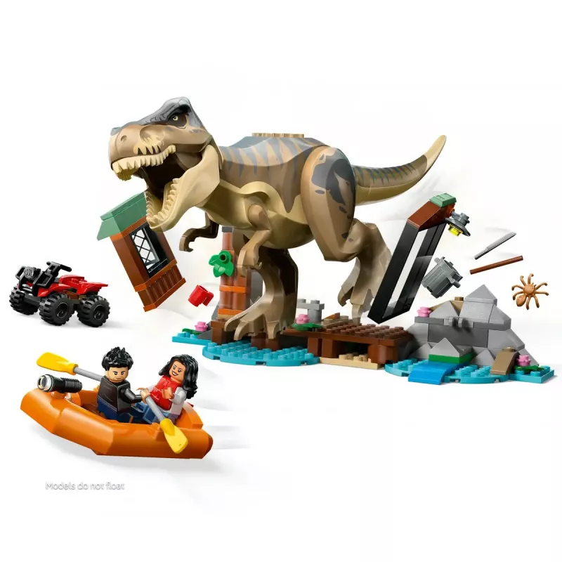 LEGO dinozaurų konstravimo rinkinys T. rex River Escape 76975 – 199 dalių, 2 minifigūrėlės, nuo 5 m.