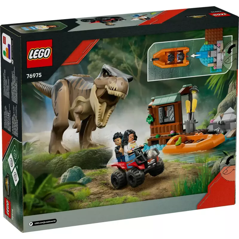 LEGO dinozaurų konstravimo rinkinys T. rex River Escape 76975 – 199 dalių, 2 minifigūrėlės, nuo 5 m.