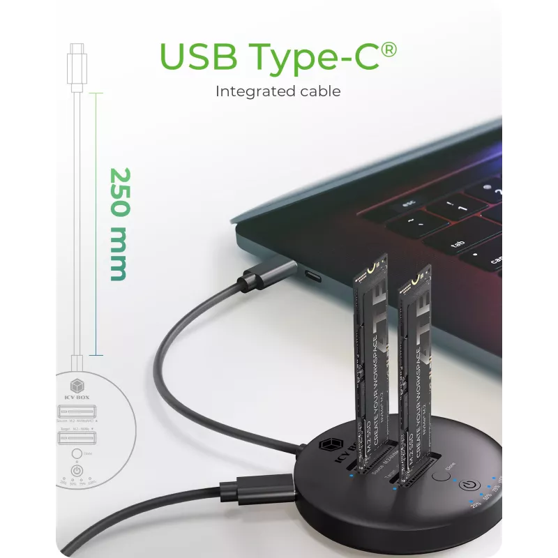 ICY BOX IB-1612MCL-C31 USB 3.2 Gen 2 (3.1 Gen 1) Type-C, juodas