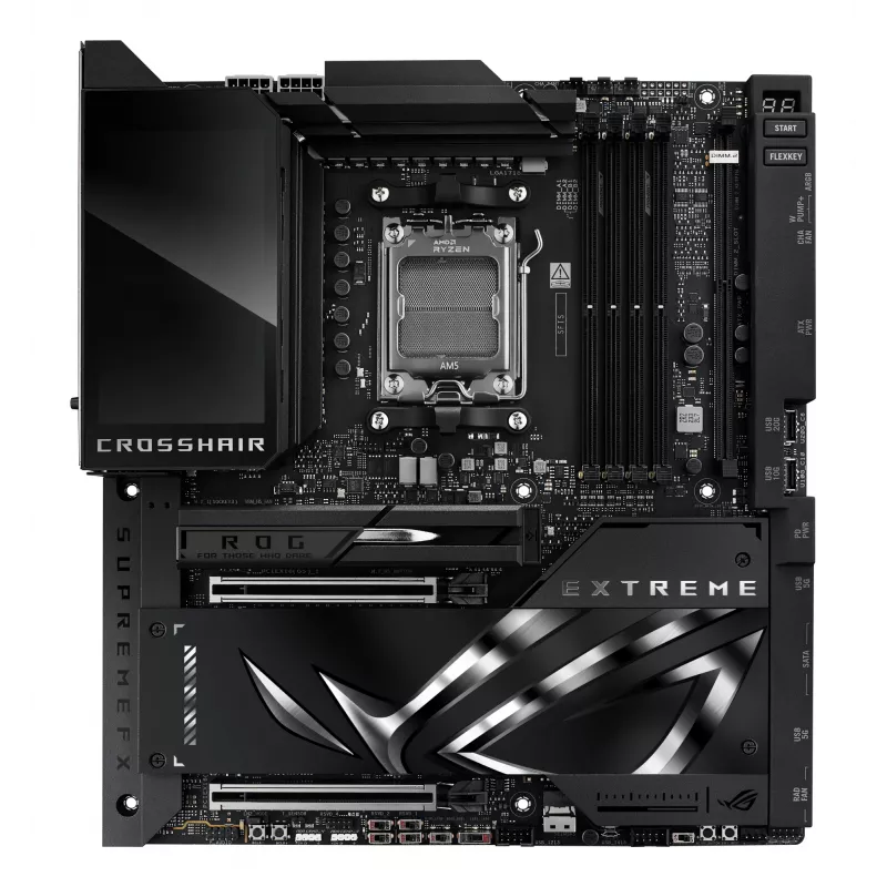 Motininė plokštė ASUS ROG CROSSHAIR X870E EXTREME — AMD X870E, lizdas AM5, Extended ATX, DDR5, 4 DIMM, Wi‑Fi 7, 5 Gb LAN, 5x M.2