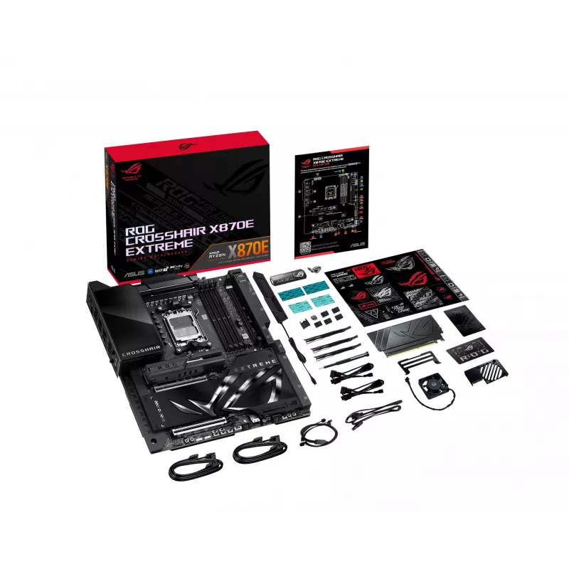 Motininė plokštė ASUS ROG CROSSHAIR X870E EXTREME — AMD X870E, lizdas AM5, Extended ATX, DDR5, 4 DIMM, Wi‑Fi 7, 5 Gb LAN, 5x M.2