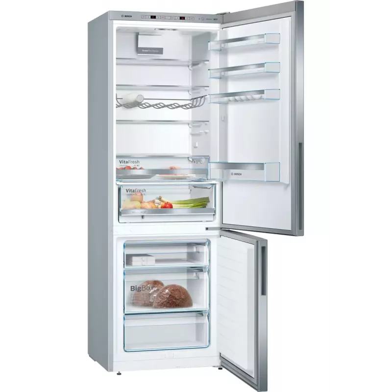 Šaldytuvas su šaldikliu Bosch Serie 6 KGE49AICA, laisvai pastatomas, nerūdijantis plienas, 419 L (302 L šaldytuvas / 117 L šaldiklis), aukštis 2010 mm