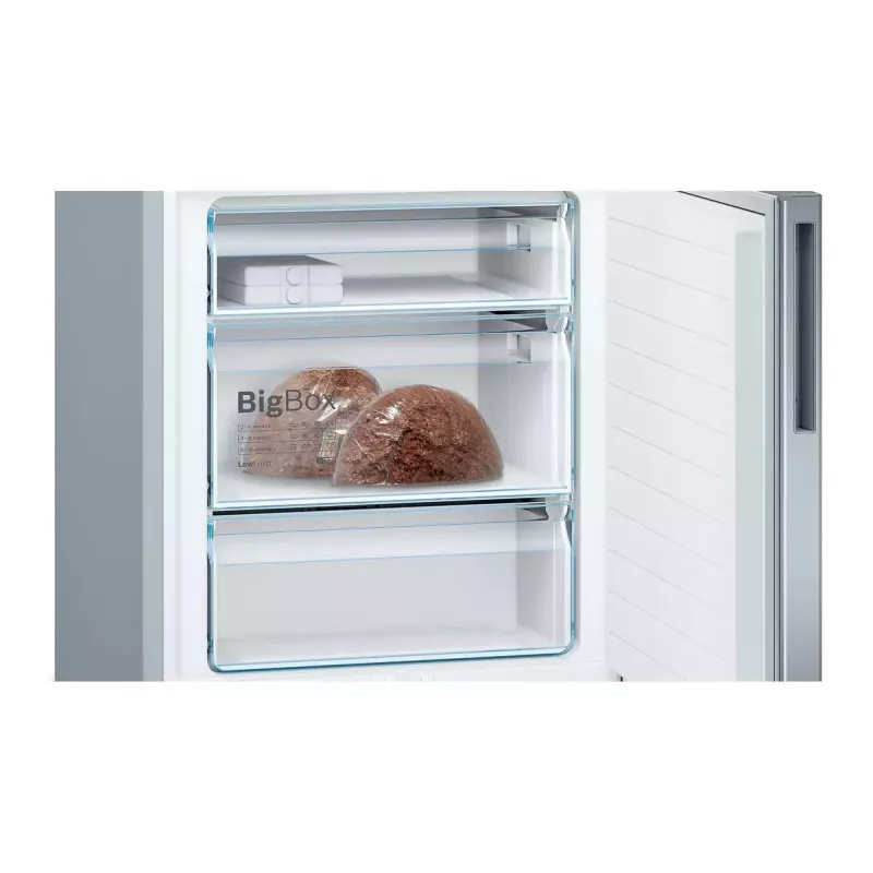 Šaldytuvas su šaldikliu Bosch Serie 6 KGE49AICA, laisvai pastatomas, nerūdijantis plienas, 419 L (302 L šaldytuvas / 117 L šaldiklis), aukštis 2010 mm