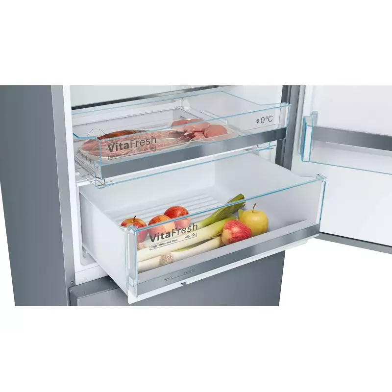 Šaldytuvas su šaldikliu Bosch Serie 6 KGE49AICA, laisvai pastatomas, nerūdijantis plienas, 419 L (302 L šaldytuvas / 117 L šaldiklis), aukštis 2010 mm