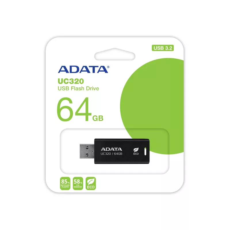 ADATA UC320 USB atmintinė 64 GB USB Type-A 3.2 Gen 1 (3.1 Gen 1) Juoda