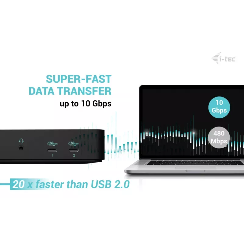 i-tec USB-C Intelektuali Trigubo Ekrano Docking Stotelė su 100 W įkrovimu