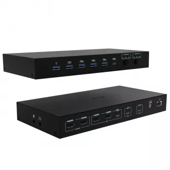 ITEC i-tec USB-C KVM Dock PRO trims šeimininkams, dvigubas vaizdas, 2x Power Delivery (iki 92 W), USB 3.2, 10 Gbps, Gigabit Ethernet
