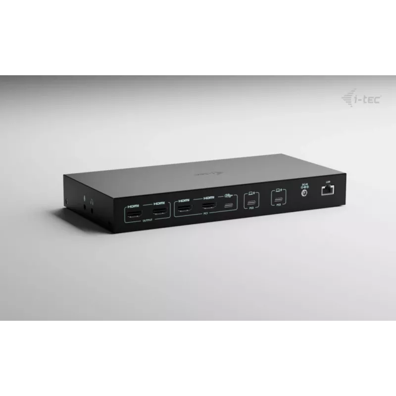 ITEC i-tec USB-C KVM Dock PRO trims šeimininkams, dvigubas vaizdas, 2x Power Delivery (iki 92 W), USB 3.2, 10 Gbps, Gigabit Ethernet
