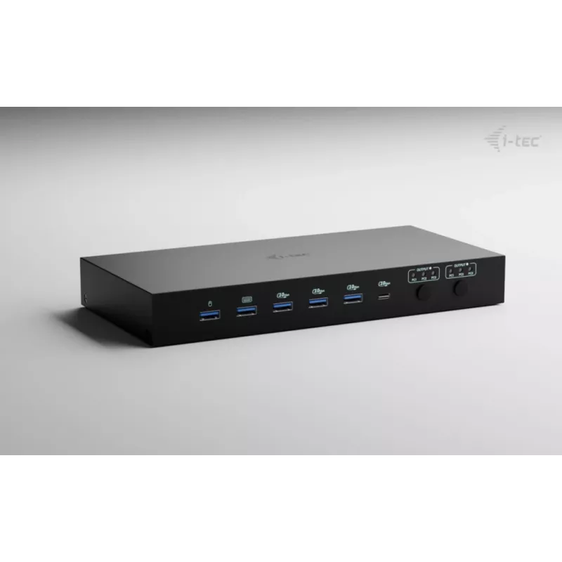 ITEC i-tec USB-C KVM Dock PRO trims šeimininkams, dvigubas vaizdas, 2x Power Delivery (iki 92 W), USB 3.2, 10 Gbps, Gigabit Ethernet