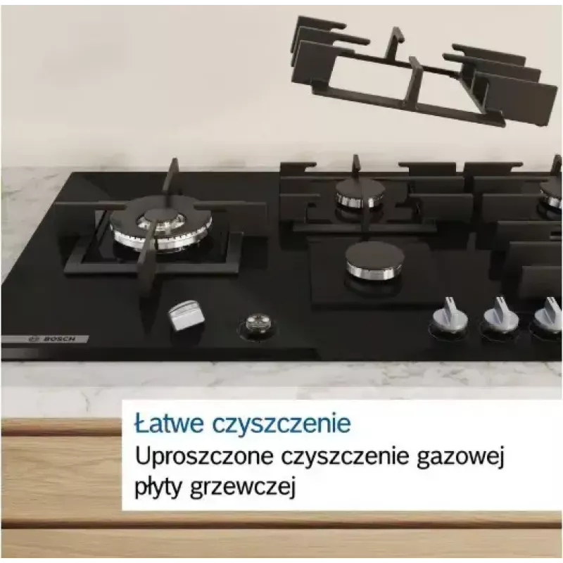Bosch Serie 6 PCQ7A5I90 dujinė kaitlentė Nerūdijantis plienas Įmontuojama 75 cm Dujinė 5 zona(-ų)