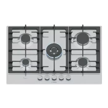 Bosch Serie 6 PCQ7A5I90 dujinė kaitlentė Nerūdijantis plienas Įmontuojama 75 cm Dujinė 5 zona(-ų)