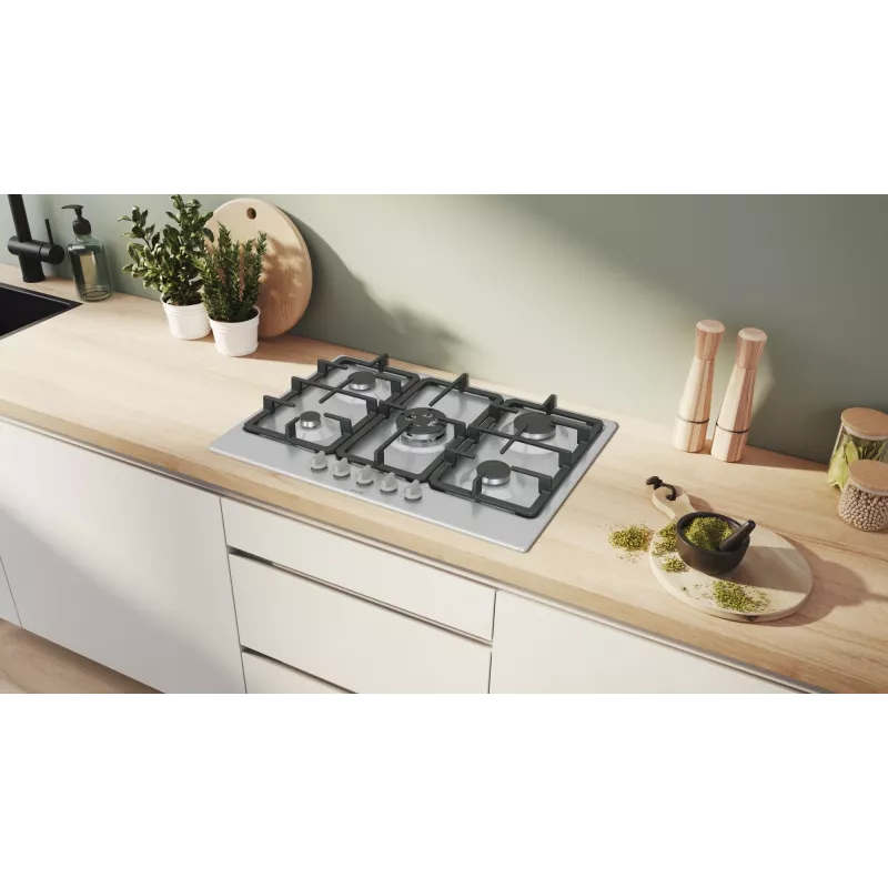 Bosch Serie 4 PGQ7B5K90 dujinė kaitlentė nerūdijantis plienas įmontuojama 75 cm 5 zonos