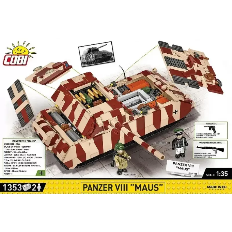 Cobi Konstruktorius Panzer VIII Maus 1:35 modelis COBI-3138, detalizuota karinės technikos replika