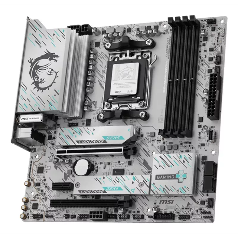 Motininė plokštė MSI B850M GAMING PLUS WIFI — AMD B850, lizdas AM5, micro ATX, DDR5, 4x DIMM, 3x M.2, Wi‑Fi 7, 5Gb LAN