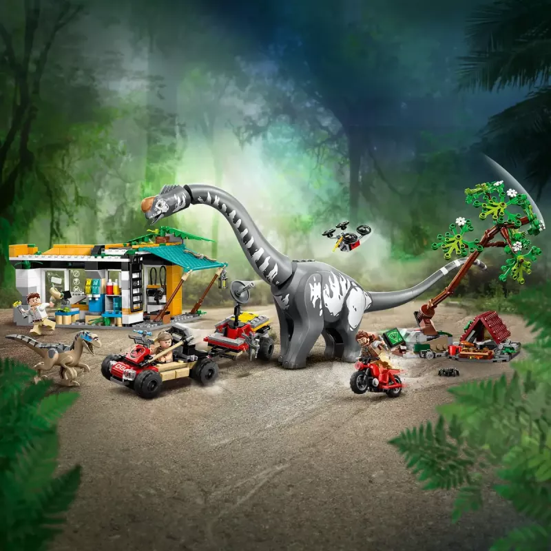 LEGO Jurassic World rinkinys 76973 — Raptor ir Titanosaurus su 3 figūrėlėmis, 582 detalės, nuo 7 metų