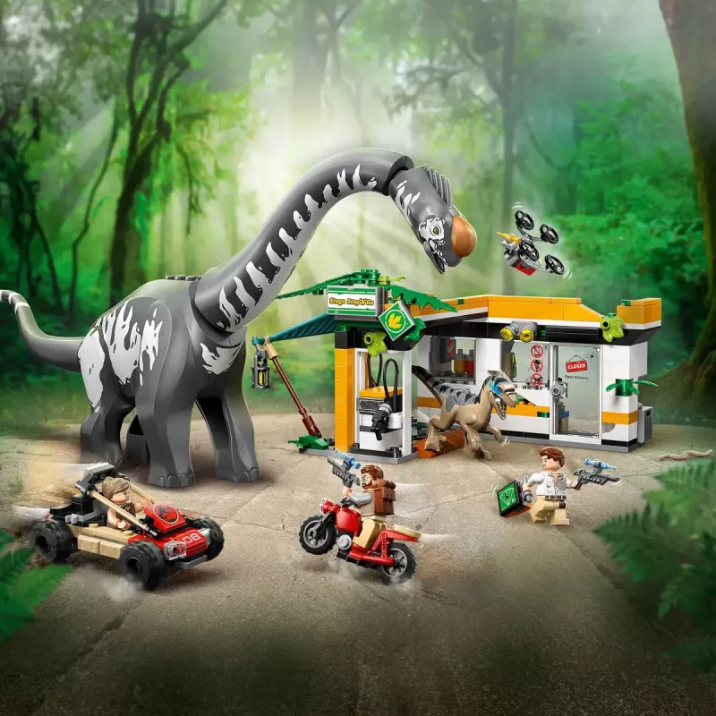 LEGO Jurassic World rinkinys 76973 — Raptor ir Titanosaurus su 3 figūrėlėmis, 582 detalės, nuo 7 metų