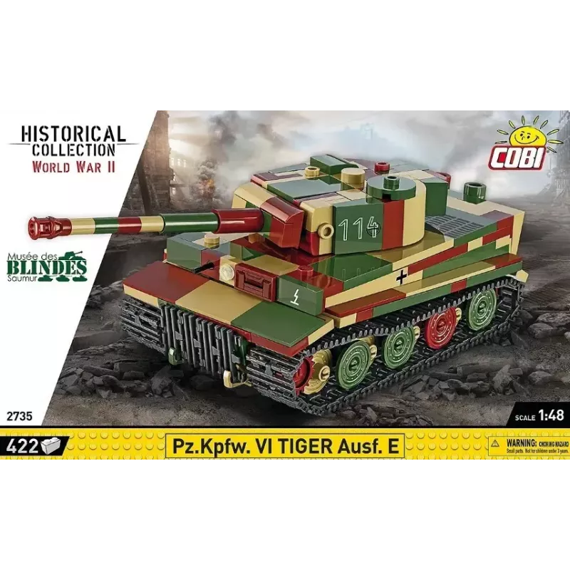 Konstrukcinis modelis Cobi Pz.Kpfw. VI Tiger Ausf. E 1:35 masteliu, detalūs blokeliai
