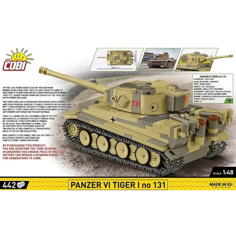 Konstruktorius Cobi Panzer VI Tiger I 442 detalės modelis COIB-2734