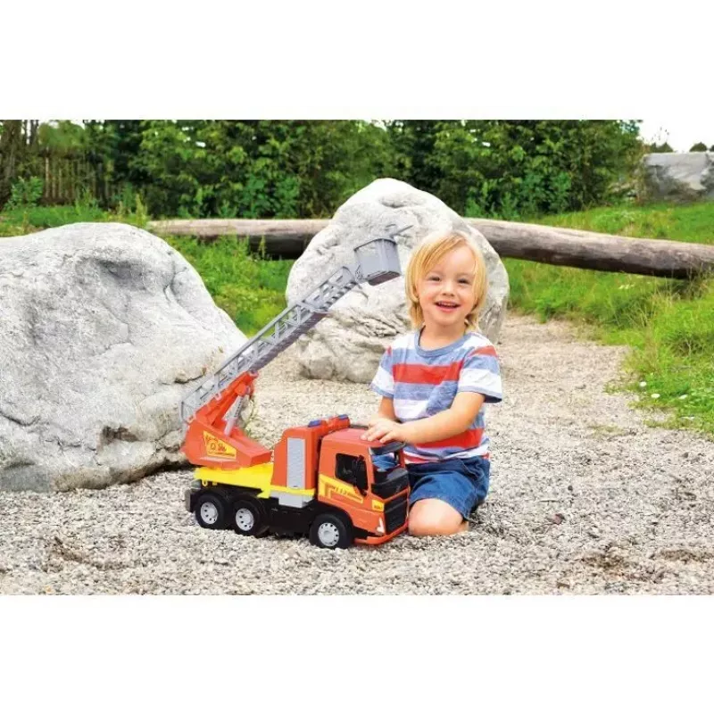 Žaislinis gaisrinis automobilis Lena Volvo FMX Vehicle Worxx su kopėčiomis, modelis 04625