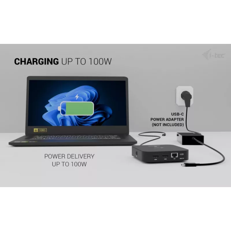 Dokavimo stotelė ITEC USB-C Dual HDMI C31DUALHDMIDOCKPD — dvigubas 4K 60Hz, 100W Power Delivery