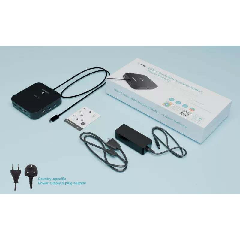ITEC C31DUALHDMIDPD100 USB-C dviejų HDMI adapteris, 4K@60Hz, USB-C Power Delivery 100W