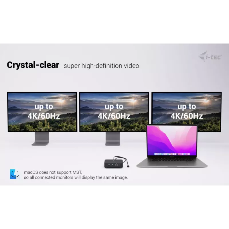 USB-C DisplayPort į dvigubą HDMI adapteris ITEC C31TRIPLEVIDEODPPRO 4K 60Hz, 100W galios perdavimas