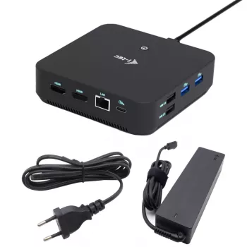 i-tec USB-C DP dviguba HDMI dokovimo stotelė su 100 W maitinimo tiekimu ir 100 W universalus įkroviklis