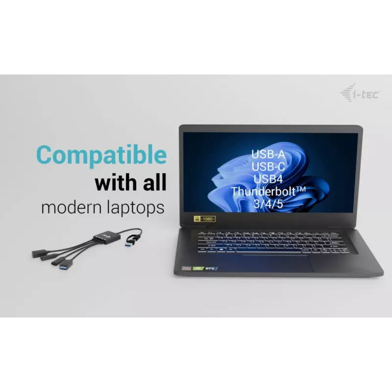 i-tec USB-C/USB-A kabelinis HUB 4 prievadai (2x USB-C, 2x USB-A)