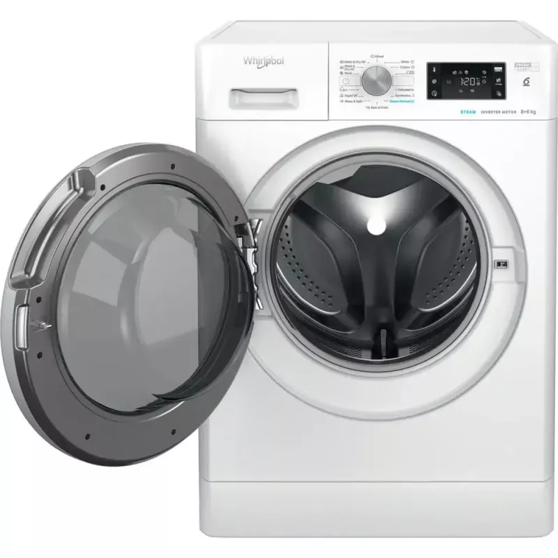 Skalbimo džiovinimo mašina WHIRLPOOL FFWDB 864489 SV EE priekinio pakrovimo 6 kg 1400 RPM balta