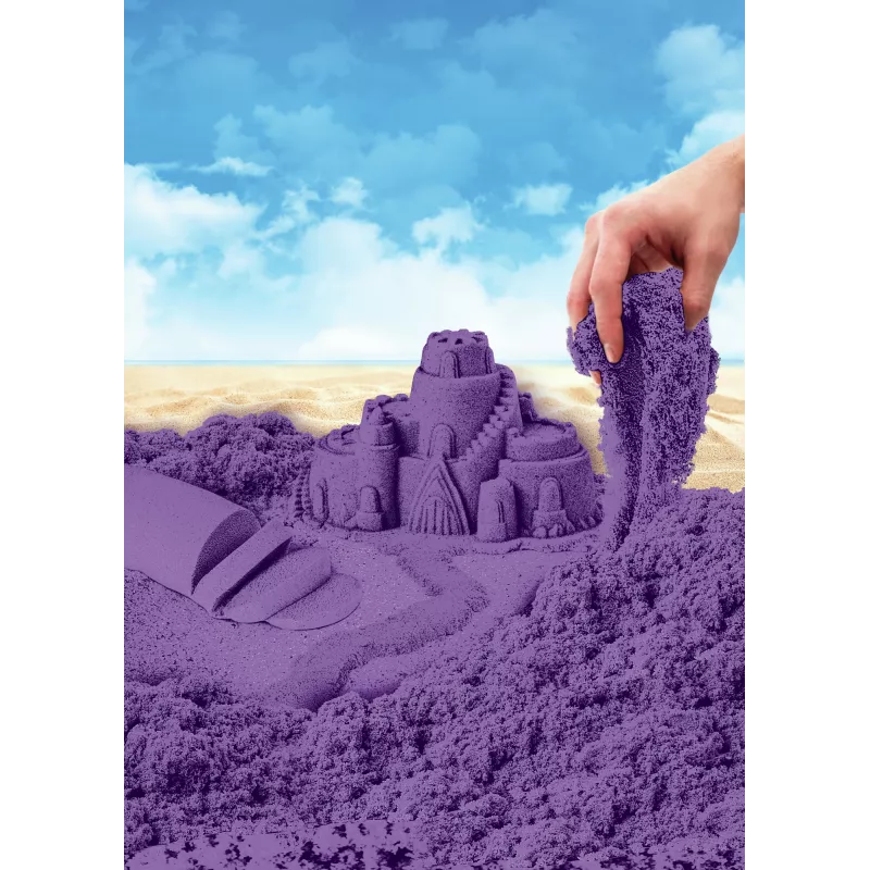 Kinetic Sand 2lbs Violetinis žaidimų smėlis, formuojamas sensorinis žaislas vaikams, daugkartinio naudojimo maišelis (pakuotė gali skirtis), nuo 3 metų