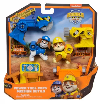 Figūrų rinkinys Usorteret Rubble & Wheeler Power Tool Pups su 2 įrankiais ir 2 statybiniais aksesuarais, nuo 3 m.