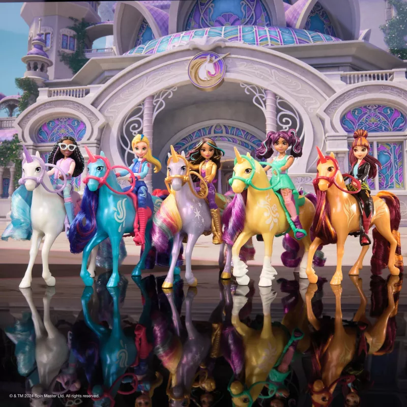 Unicorn Academy, Ava lėlė ir spalvą keičianti Leaf arklidės žaidimų rinkinys, Velykų dovanų idėja, 15 aksesuarų, lėlės ir vienaragiai mergaitėms nuo 4 metų
